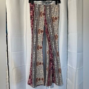 Patterned Stretch Flare Pants